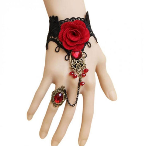 Red Rose Ring & Bracelet Set - FREE Shipping