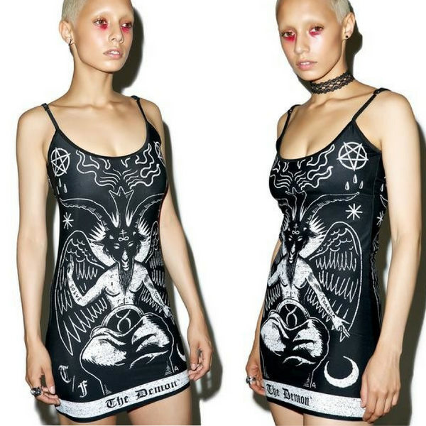 Printed Demon Dress With Scooped Back - FREE SHIPPING