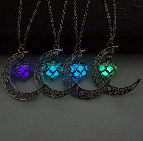 Fluorescent Moon Heart Pendant- Special Discount & FREE shipping