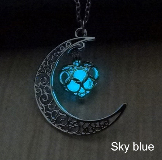 Fluorescent Moon Heart Pendant- Special Discount & FREE shipping