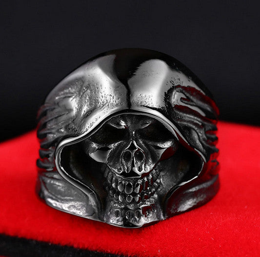Stainless Steel Hooded Skull Ring - FREE Shipping
