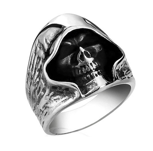 Stainless Steel Hooded Skull Ring - FREE Shipping