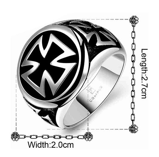 Stainless Steel Iron Cross Ring - FREE Shipping