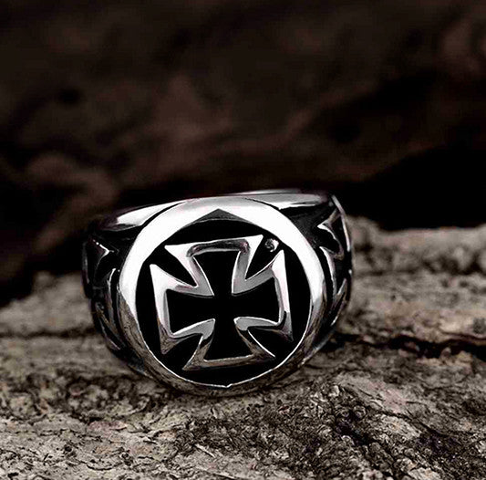 Stainless Steel Iron Cross Ring - FREE Shipping