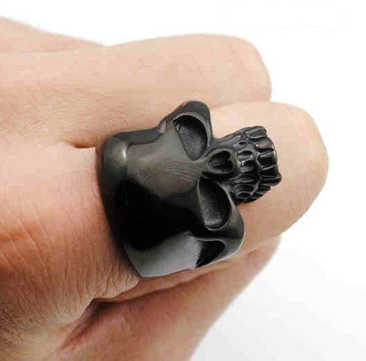 Highly Polished Stainless Steel Deaths Head Skull Ring-FREE Shipping