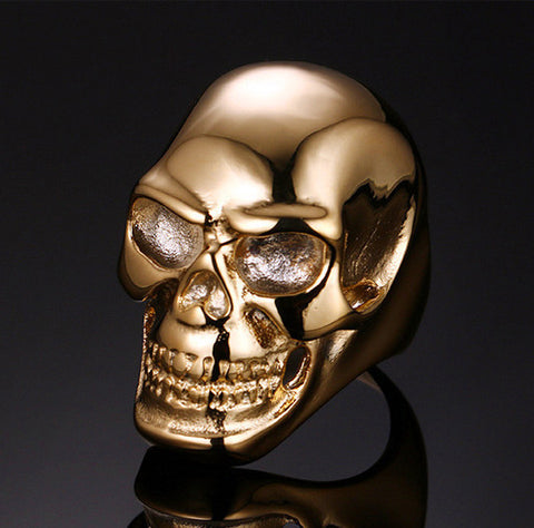 Crafted Stainless Steel Skull Ring in Gold or Black  - FREE Shipping