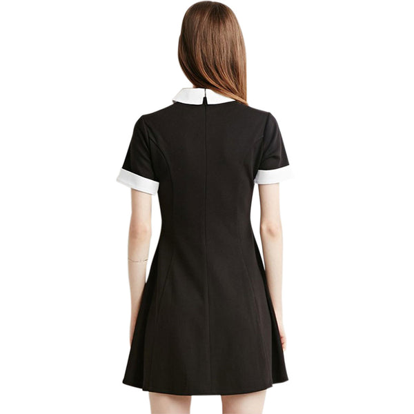 Short Sleeve Peter Pan Style Collar Dress - FREE Shipping