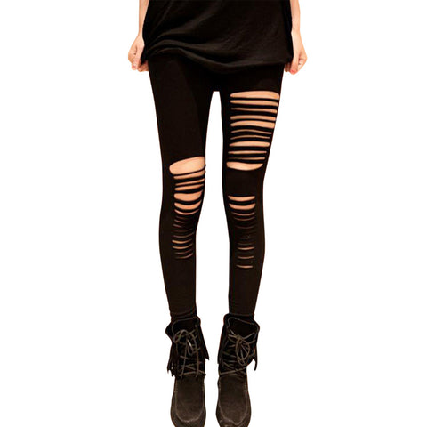 Black Ripped Style Leggings-FREE Shipping